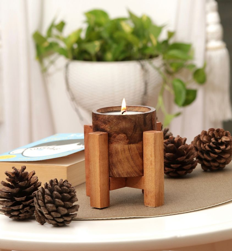 Wooden Jar Candle with stand